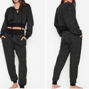 NWOT VS Black Leopard Print Two-Piece Lounge Set